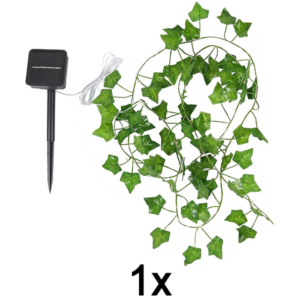 1x Napelemes Tündérfények Mesterséges Borostyánlevéllel (5 m) | LEAFGLO