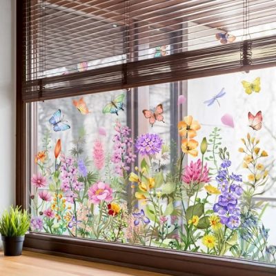 Élénk virágmintás ablakmatrica | FLORASTIK