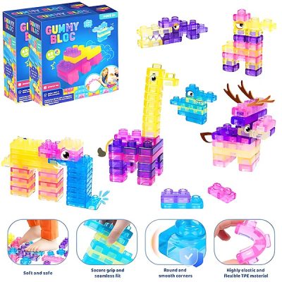 Puha, összenyomható építőkockák - 40 db, TPE, 3 éves kortól | JELLYFUN